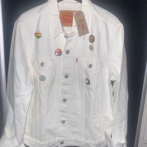 Levi 501 Decorated White Jacket Sz M